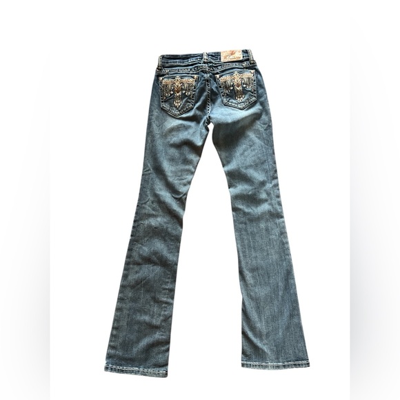 GRACE Embellished Bootcut Jeans Size 25 Western Cross Pocket Denim - Picture 3 of 6